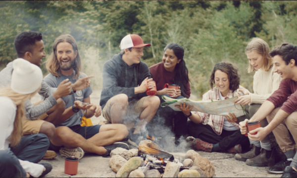 Outward Bound Canada group around campfire